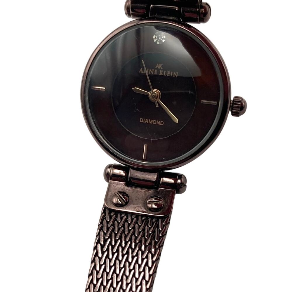 Anne Klein Chocolate Gold Diamond Women's Watch 26mm - New Battery Wrist 5.75